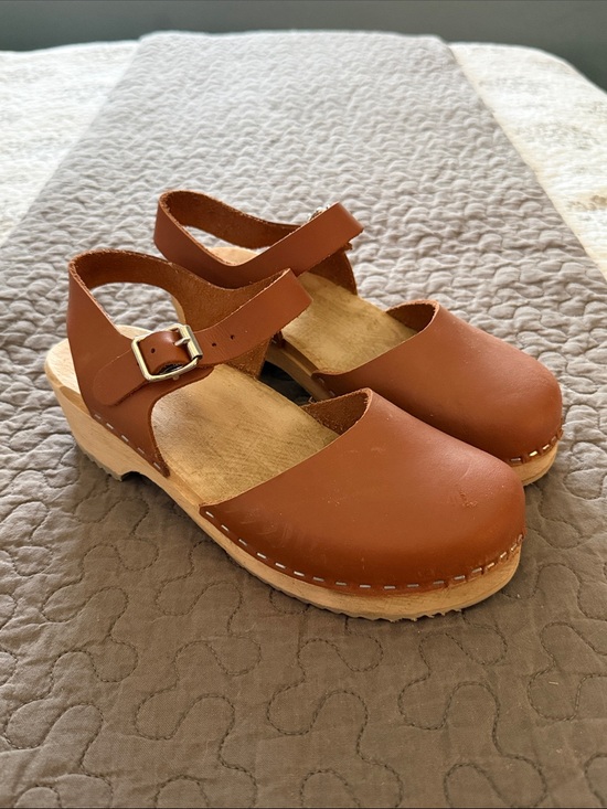 MIA Shoes - MIA Tan Leather Buckle Clogs